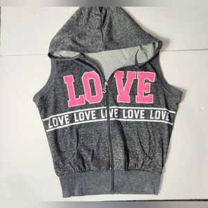 Super Nova Charcoal and Pink Kids Vest with "Love" Print Detail Size: L